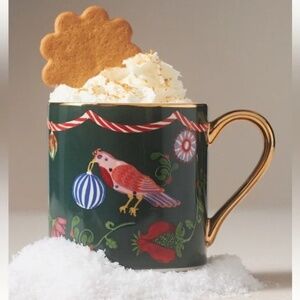 NWT Anthropologie Juniper Stoneware Christmas  Mug  Bird